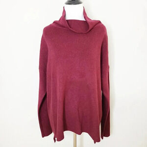 New Devotion by Cyrus Burgundy Ribbed Knit Turtleneck Sweater M
